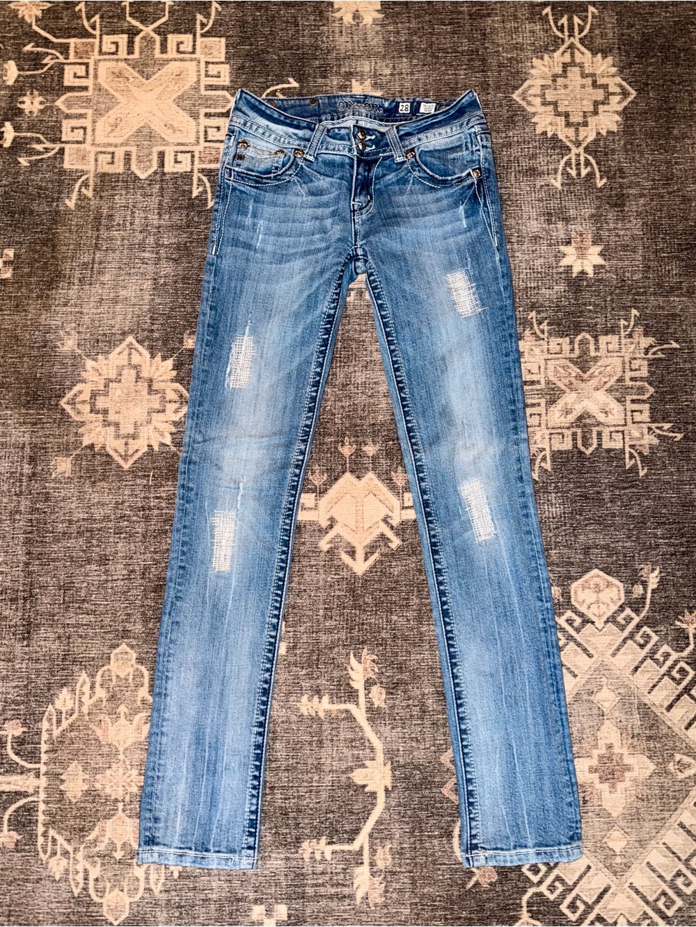 Miss Me Classic Women's Light Blue Distressed Skinny Jeans